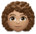 Woman: Medium Skin Tone, Curly Hair Emoji Copy Paste ― 👩🏽‍🦱 - lg