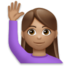 Woman Raising Hand: Medium Skin Tone Emoji Copy Paste ― 🙋🏽‍♀ - lg