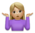 Woman Shrugging: Medium-light Skin Tone Emoji Copy Paste ― 🤷🏼‍♀ - lg