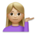 Woman Tipping Hand: Medium-light Skin Tone Emoji Copy Paste ― 💁🏼‍♀ - lg