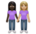 Women Holding Hands: Dark Skin Tone, Medium-light Skin Tone Emoji Copy Paste ― 👩🏿‍🤝‍👩🏼 - lg