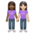 Women Holding Hands: Medium-dark Skin Tone, Light Skin Tone Emoji Copy Paste ― 👩🏾‍🤝‍👩🏻 - lg