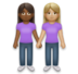 Women Holding Hands: Medium-dark Skin Tone, Medium-light Skin Tone Emoji Copy Paste ― 👩🏾‍🤝‍👩🏼 - lg
