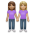 Women Holding Hands: Medium Skin Tone, Medium-light Skin Tone Emoji Copy Paste ― 👩🏽‍🤝‍👩🏼 - lg