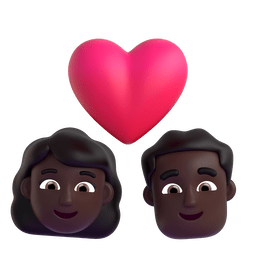 Couple With Heart: Woman, Man, Dark Skin Tone Emoji Copy Paste ― 👩🏿‍❤️‍👨🏿 - microsoft-teams-gifs