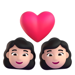 Couple With Heart: Woman, Woman, Light Skin Tone Emoji Copy Paste ― 👩🏻‍❤️‍👩🏻 - microsoft-teams-gifs