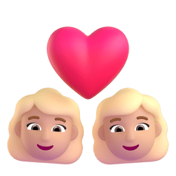 Couple With Heart: Woman, Woman, Medium-light Skin Tone Emoji Copy Paste ― 👩🏼‍❤️‍👩🏼 - microsoft-teams-gifs