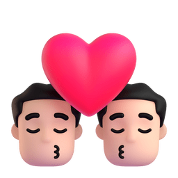 Kiss: Man, Man, Light Skin Tone Emoji Copy Paste ― 👨🏻‍❤️‍💋‍👨🏻 - microsoft-teams-gifs