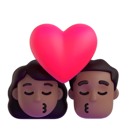 Kiss: Woman, Man, Medium-dark Skin Tone Emoji Copy Paste ― 👩🏾‍❤️‍💋‍👨🏾 - microsoft-teams-gifs