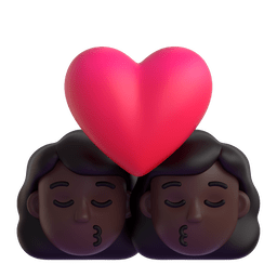 Kiss: Woman, Woman, Dark Skin Tone Emoji Copy Paste ― 👩🏿‍❤️‍💋‍👩🏿 - microsoft-teams-gifs