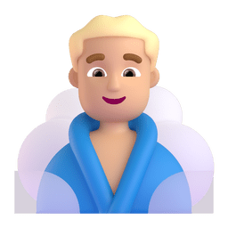 Man In Steamy Room: Medium-light Skin Tone Emoji Copy Paste ― 🧖🏼‍♂ - microsoft-teams-gifs