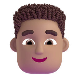 Man: Medium Skin Tone, Curly Hair Emoji Copy Paste ― 👨🏽‍🦱 - microsoft-teams-gifs