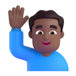 Man Raising Hand: Medium-dark Skin Tone Emoji Copy Paste ― 🙋🏾‍♂ - microsoft-teams-gifs