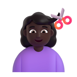 Woman Getting Haircut: Dark Skin Tone Emoji Copy Paste ― 💇🏿‍♀ - microsoft-teams-gifs