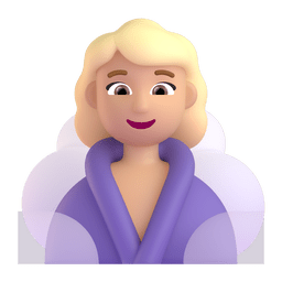 Woman In Steamy Room: Medium-light Skin Tone Emoji Copy Paste ― 🧖🏼‍♀ - microsoft-teams-gifs