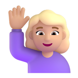 Woman Raising Hand: Medium-light Skin Tone Emoji Copy Paste ― 🙋🏼‍♀ - microsoft-teams-gifs