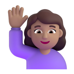 Woman Raising Hand: Medium Skin Tone Emoji Copy Paste ― 🙋🏽‍♀ - microsoft-teams-gifs