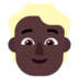 Person: Dark Skin Tone, Blond Hair Emoji Copy Paste ― 👱🏿 - microsoft