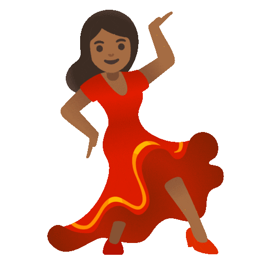 Woman Dancing: Medium-dark Skin Tone Emoji Copy Paste ― 💃🏾 - noto-color