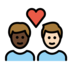 Couple With Heart: Man, Man, Dark Skin Tone, Light Skin Tone Emoji Copy Paste ― 👨🏿‍❤️‍👨🏻 - openmoji