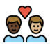 Couple With Heart: Man, Man, Dark Skin Tone, Medium-light Skin Tone Emoji Copy Paste ― 👨🏿‍❤️‍👨🏼 - openmoji