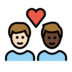Couple With Heart: Man, Man, Light Skin Tone, Dark Skin Tone Emoji Copy Paste ― 👨🏻‍❤️‍👨🏿 - openmoji