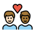 Couple With Heart: Man, Man, Light Skin Tone, Medium-dark Skin Tone Emoji Copy Paste ― 👨🏻‍❤️‍👨🏾 - openmoji