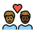 Couple With Heart: Man, Man, Medium-dark Skin Tone, Dark Skin Tone Emoji Copy Paste ― 👨🏾‍❤️‍👨🏿 - openmoji