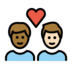 Couple With Heart: Man, Man, Medium-dark Skin Tone, Light Skin Tone Emoji Copy Paste ― 👨🏾‍❤️‍👨🏻 - openmoji