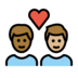 Couple With Heart: Man, Man, Medium-dark Skin Tone, Medium-light Skin Tone Emoji Copy Paste ― 👨🏾‍❤️‍👨🏼 - openmoji