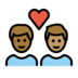 Couple With Heart: Man, Man, Medium-dark Skin Tone, Medium Skin Tone Emoji Copy Paste ― 👨🏾‍❤️‍👨🏽 - openmoji