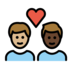 Couple With Heart: Man, Man, Medium-light Skin Tone, Dark Skin Tone Emoji Copy Paste ― 👨🏼‍❤️‍👨🏿 - openmoji