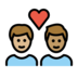 Couple With Heart: Man, Man, Medium-light Skin Tone, Medium Skin Tone Emoji Copy Paste ― 👨🏼‍❤️‍👨🏽 - openmoji