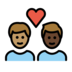 Couple With Heart: Man, Man, Medium Skin Tone, Dark Skin Tone Emoji Copy Paste ― 👨🏽‍❤️‍👨🏿 - openmoji