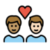 Couple With Heart: Man, Man, Medium Skin Tone, Light Skin Tone Emoji Copy Paste ― 👨🏽‍❤️‍👨🏻 - openmoji