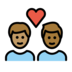 Couple With Heart: Man, Man, Medium Skin Tone, Medium-dark Skin Tone Emoji Copy Paste ― 👨🏽‍❤️‍👨🏾 - openmoji