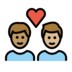 Couple With Heart: Man, Man, Medium Skin Tone, Medium-light Skin Tone Emoji Copy Paste ― 👨🏽‍❤️‍👨🏼 - openmoji