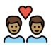 Couple With Heart: Man, Man, Medium Skin Tone Emoji Copy Paste ― 👨🏽‍❤️‍👨🏽 - openmoji