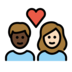 Couple With Heart: Person, Person, Dark Skin Tone, Light Skin Tone Emoji Copy Paste ― 🧑🏿‍❤️‍🧑🏻 - openmoji