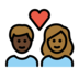 Couple With Heart: Person, Person, Dark Skin Tone, Medium-dark Skin Tone Emoji Copy Paste ― 🧑🏿‍❤️‍🧑🏾 - openmoji