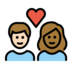 Couple With Heart: Person, Person, Light Skin Tone, Medium-dark Skin Tone Emoji Copy Paste ― 🧑🏻‍❤️‍🧑🏾 - openmoji