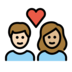 Couple With Heart: Person, Person, Light Skin Tone, Medium-light Skin Tone Emoji Copy Paste ― 🧑🏻‍❤️‍🧑🏼 - openmoji