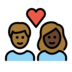 Couple With Heart: Person, Person, Medium-dark Skin Tone, Dark Skin Tone Emoji Copy Paste ― 🧑🏾‍❤️‍🧑🏿 - openmoji