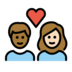 Couple With Heart: Person, Person, Medium-dark Skin Tone, Light Skin Tone Emoji Copy Paste ― 🧑🏾‍❤️‍🧑🏻 - openmoji