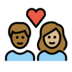 Couple With Heart: Person, Person, Medium-dark Skin Tone, Medium-light Skin Tone Emoji Copy Paste ― 🧑🏾‍❤️‍🧑🏼 - openmoji