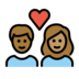 Couple With Heart: Person, Person, Medium-dark Skin Tone, Medium Skin Tone Emoji Copy Paste ― 🧑🏾‍❤️‍🧑🏽 - openmoji