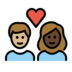 Couple With Heart: Person, Person, Medium-light Skin Tone, Dark Skin Tone Emoji Copy Paste ― 🧑🏼‍❤️‍🧑🏿 - openmoji