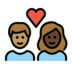 Couple With Heart: Person, Person, Medium Skin Tone, Dark Skin Tone Emoji Copy Paste ― 🧑🏽‍❤️‍🧑🏿 - openmoji