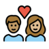 Couple With Heart: Person, Person, Medium Skin Tone, Medium-light Skin Tone Emoji Copy Paste ― 🧑🏽‍❤️‍🧑🏼 - openmoji