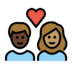 Couple With Heart: Woman, Man, Dark Skin Tone, Medium Skin Tone Emoji Copy Paste ― 👩🏿‍❤️‍👨🏽 - openmoji